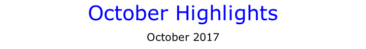 October Highlights October 2017
